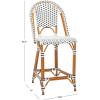 SAFAVIEH Outdoor Collection California White Bistro Woven Coastal 25-inch Counter Stool (Fully Assembled)(White/Navy)