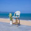 SAFAVIEH Outdoor Collection California White Bistro Woven Coastal 25-inch Counter Stool (Fully Assembled)(White/Navy)