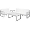 SAFAVIEH Outdoor Collection Catryn Grey/Beige Cushion Solid Wood 4-Piece Conversation Patio Set(Grey/Beige)
