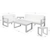 SAFAVIEH Outdoor Collection Catryn Grey/Beige Cushion Solid Wood 4-Piece Conversation Patio Set(Grey/Beige)