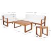 SAFAVIEH Outdoor Collection Catryn Grey/Beige Cushion Solid Wood 4-Piece Conversation Patio Set(Natural/Beige)