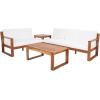 SAFAVIEH Outdoor Collection Catryn Grey/Beige Cushion Solid Wood 4-Piece Conversation Patio Set(Natural/Beige)