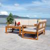 SAFAVIEH Outdoor Collection Catryn Grey/Beige Cushion Solid Wood 4-Piece Conversation Patio Set(Natural/Light Grey)
