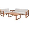 SAFAVIEH Outdoor Collection Catryn Grey/Beige Cushion Solid Wood 4-Piece Conversation Patio Set(Natural/Light Grey)