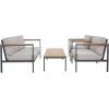 SAFAVIEH Outdoor Collection Chicopee Natural/Light Grey Solid Wood Corner Conversation Patio Set(Natural/Light Grey)
