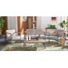 SAFAVIEH Outdoor Collection Chicopee Natural/Light Grey Solid Wood Corner Conversation Patio Set(Natural/Light Grey)