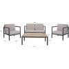 SAFAVIEH Outdoor Collection Chicopee Natural/Light Grey Solid Wood Corner Conversation Patio Set(Natural/Light Grey)