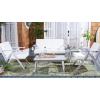 SAFAVIEH Outdoor Collection Dryad Natural/Light Grey Cushion Solid Wood 5-Piece Conversation Patio Set(Grey/Beige)