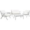 SAFAVIEH Outdoor Collection Dryad Natural/Light Grey Cushion Solid Wood 5-Piece Conversation Patio Set(Grey/Beige)