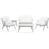 SAFAVIEH Outdoor Collection Dryad Natural/Light Grey Cushion Solid Wood 5-Piece Conversation Patio Set(Grey/Beige)