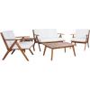 SAFAVIEH Outdoor Collection Dryad Natural/Light Grey Cushion Solid Wood 5-Piece Conversation Patio Set(Natural/Beige)