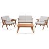 SAFAVIEH Outdoor Collection Dryad Natural/Light Grey Cushion Solid Wood 5-Piece Conversation Patio Set(Natural/Light Grey)