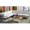 SAFAVIEH Outdoor Collection Guthrie Natural/Light Grey Solid Wood Corner Conversation Patio Set(Natural/Light Grey)