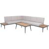 SAFAVIEH Outdoor Collection Guthrie Natural/Light Grey Solid Wood Corner Conversation Patio Set(Natural/Light Grey)