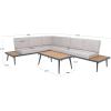 SAFAVIEH Outdoor Collection Guthrie Natural/Light Grey Solid Wood Corner Conversation Patio Set(Natural/Light Grey)