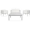 SAFAVIEH Outdoor Collection Kinnell Grey/Beige Cushion Solid Wood 4-Piece Conversation Patio Set(Grey/Beige)