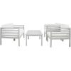 SAFAVIEH Outdoor Collection Kinnell Grey/Beige Cushion Solid Wood 4-Piece Conversation Patio Set(Grey/Beige)