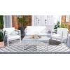 SAFAVIEH Outdoor Collection Kinnell Grey/Beige Cushion Solid Wood 4-Piece Conversation Patio Set(Grey/Beige)