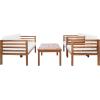 SAFAVIEH Outdoor Collection Kinnell Grey/Beige Cushion Solid Wood 4-Piece Conversation Patio Set(Natural/Beige)