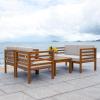 SAFAVIEH Outdoor Collection Kinnell Grey/Beige Cushion Solid Wood 4-Piece Conversation Patio Set(Natural/Light Grey)