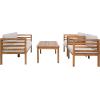 SAFAVIEH Outdoor Collection Kinnell Grey/Beige Cushion Solid Wood 4-Piece Conversation Patio Set(Natural/Light Grey)