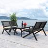 SAFAVIEH Outdoor Collection Kobina Natural/Natural Rope Solid Wood 5-Piece Conversation Patio Set(Black/Black)