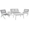 SAFAVIEH Outdoor Collection Kobina Natural/Natural Rope Solid Wood 5-Piece Conversation Patio Set(Grey/Grey)