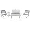 SAFAVIEH Outdoor Collection Kobina Natural/Natural Rope Solid Wood 5-Piece Conversation Patio Set(Grey/Grey)