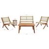 SAFAVIEH Outdoor Collection Kobina Natural/Natural Rope Solid Wood 5-Piece Conversation Patio Set(Natural/Natural)
