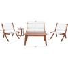 SAFAVIEH Outdoor Collection Kobina Natural/Natural Rope Solid Wood 5-Piece Conversation Patio Set(Natural/White)