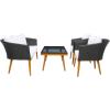 SAFAVIEH Outdoor Collection Malsor Black/White Wicker 4-Piece Outdoor Conversation Patio Set(Black/White)