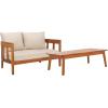 SAFAVIEH Outdoor Collection Owen Natural Brown/Taupe Cushion Solid Wood Bench & Table Set(Natural/Taupe)