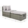 SAFAVIEH Outdoor Collection Pramla Black/Light Grey Cushion Settee & Ottoman (Fully Assembled) – Set of 2(Grey / Grey)