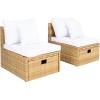 SAFAVIEH Outdoor Collection Pramla Black/Light Grey Cushion Settee & Ottoman (Fully Assembled) – Set of 2(Natural / White)