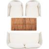SAFAVIEH Outdoor Collection Velso Beige/Beige/Natural Solid Wood 4-Piece Conversation Patio Set(Beige/Beige)