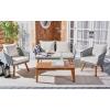 SAFAVIEH Outdoor Collection Velso Beige/Beige/Natural Solid Wood 4-Piece Conversation Patio Set(Grey / Beige)