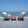 SAFAVIEH Outdoor Collection Velso Beige/Beige/Natural Solid Wood 4-Piece Conversation Patio Set(Grey / Beige)