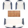 SAFAVIEH Outdoor Collection Velso Beige/Beige/Natural Solid Wood 4-Piece Conversation Patio Set(Navy/Beige)