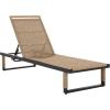 SAFAVIEH Outdoor Patio Furniture Collection – Arman Black Metal & Heather Tan Rope Chaise Lounge Chair, 6 Reclining Positions, No Cushion (PAT7548A)(Black/Heather Tan)