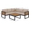 SAFAVIEH Outdoor Patio Furniture Collection – Baker Corner Set, Black & Taupe, Steel Frame with Acacia Wood Accents, Cushioned Modern Sectional Sofa with Table for Patio, Deck, or Backyard (PAT7757A)(Black/Taupe)