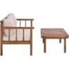 SAFAVIEH Outdoor Patio Furniture Collection – Cardori Teak & Cream Solid Wood Bench with Cushions and Coffee Table Set, 2-Piece Patio Seating Ensemble (PAT6808A)(Teak Brown/Cream)