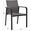 SAFAVIEH Outdoor Patio Furniture Collection – Dexter White Aluminum Arm Chair Set of 2 with Teak Arms, Textilene Seating, Fully Assembled (PAT4050C-SET2)(Black)