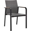 SAFAVIEH Outdoor Patio Furniture Collection – Dexter White Aluminum Arm Chair Set of 2 with Teak Arms, Textilene Seating, Fully Assembled (PAT4050C-SET2)(Black)