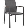SAFAVIEH Outdoor Patio Furniture Collection – Dexter White Aluminum Arm Chair Set of 2 with Teak Arms, Textilene Seating, Fully Assembled (PAT4050C-SET2)(Grey)