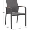 SAFAVIEH Outdoor Patio Furniture Collection – Dexter White Aluminum Arm Chair Set of 2 with Teak Arms, Textilene Seating, Fully Assembled (PAT4050C-SET2)(Grey)