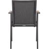 SAFAVIEH Outdoor Patio Furniture Collection – Dexter White Aluminum Arm Chair Set of 2 with Teak Arms, Textilene Seating, Fully Assembled (PAT4050C-SET2)(Grey)