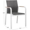 SAFAVIEH Outdoor Patio Furniture Collection – Dexter White Aluminum Arm Chair Set of 2 with Teak Arms, Textilene Seating, Fully Assembled (PAT4050C-SET2)(White)