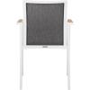 SAFAVIEH Outdoor Patio Furniture Collection – Dexter White Aluminum Arm Chair Set of 2 with Teak Arms, Textilene Seating, Fully Assembled (PAT4050C-SET2)(White)