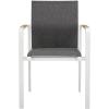 SAFAVIEH Outdoor Patio Furniture Collection – Dexter White Aluminum Arm Chair Set of 2 with Teak Arms, Textilene Seating, Fully Assembled (PAT4050C-SET2)(White)