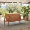 SAFAVIEH Outdoor Patio Furniture Collection – Fallon Natural Solid Wood Bench, Modern Slatted Design, Sturdy & Stylish Seating for Patio, Garden, or Balcony (PAT7334A)(Natural)